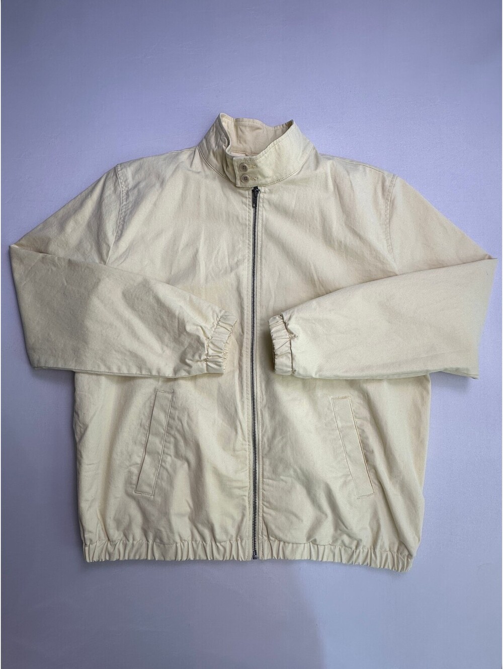 Gap Men's L Cream Cotton Harrington Full Zip Jacket 2022